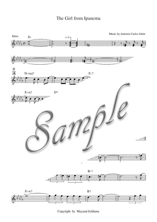 The Girl From Ipanema イパネマの娘 コード譜 Mucome 音楽 楽譜の投稿ダウンロードサイト