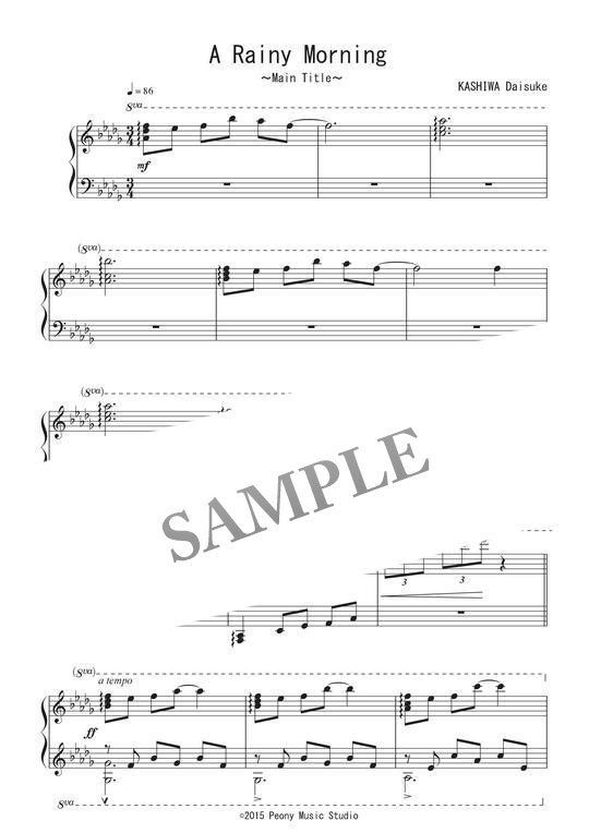 A Rainy Morning 映画 言の葉の庭 Ost ピアノ譜 完コピ 初 中級 Mucome 音楽 楽譜の投稿ダウンロードサイト