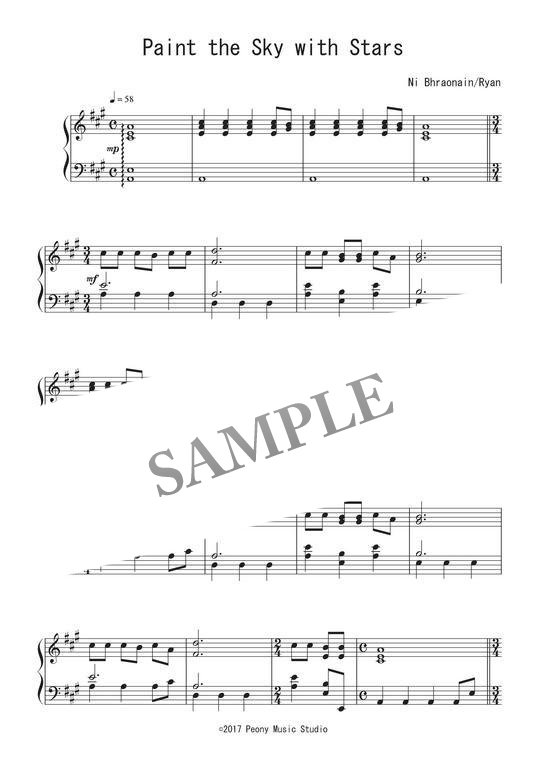 Paint The Sky With Stars 洋楽 ピアノ譜 初 中級 Mucome 音楽 楽譜の投稿ダウンロードサイト