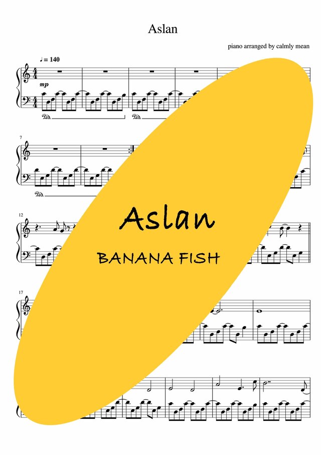 Aslan Tvアニメ Banana Fish 劇伴曲 ピアノ楽譜 Mucome 音楽 楽譜の投稿ダウンロードサイト