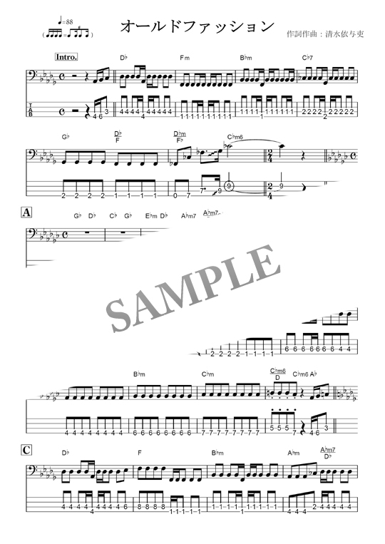 オールドファッション ベース Tab譜 Mucome 音楽 楽譜の投稿ダウンロードサイト