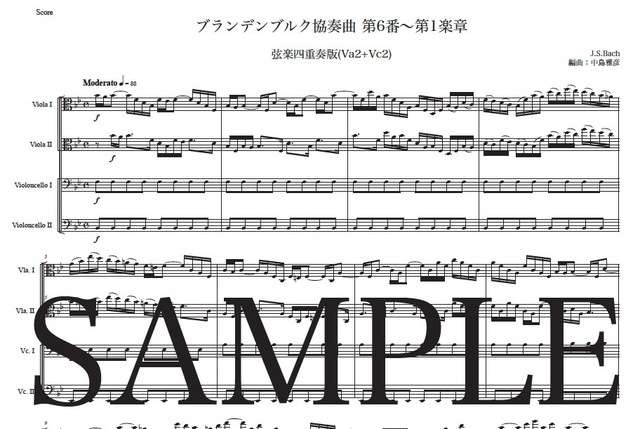 バッハ「ブランデンブルク協奏曲第6番～第1楽章」弦楽四重奏版(Va2+Vc2