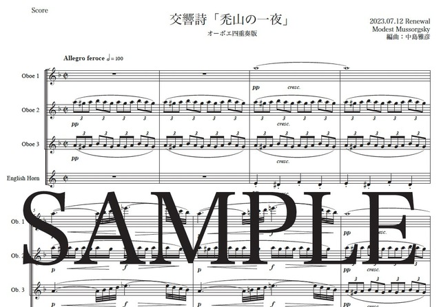 サデュ【吹奏楽・楽譜】禿山の一夜（マーク・ハインズレー編曲） 交響詩「禿山の一夜」／モデスト・ペトロヴィチ・ムソルグスキー