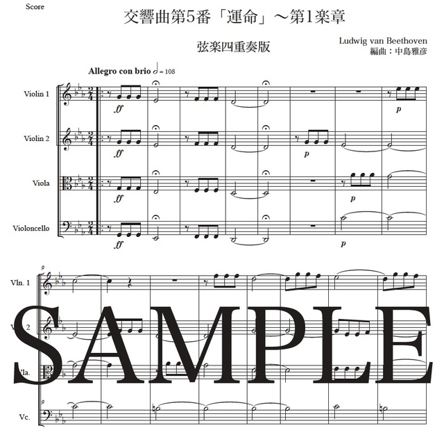 ベートーヴェン「交響曲第5番『運命』～第1楽章」弦楽四重奏版