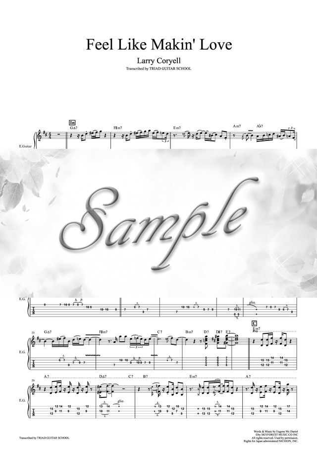 ★楽譜/ラリーコリエル/LARRY CORYELL/タブ譜/ギタースコア Feel Like Makin' Love(ラリーコリエル)/ギタースコア(TAB譜