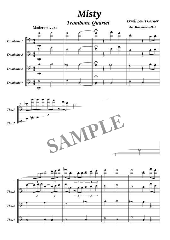 ミスティ トロンボーン4重奏楽譜 mucome